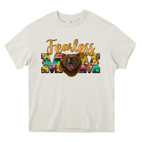 Cream fearless mom bear Heavy Core Tee - BarkalooDesign