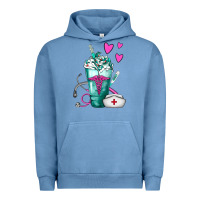 Pigment Pebble Blue Nurse Frappe Urban Hoodie - FaDigitalArtStudio