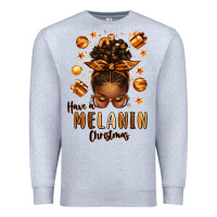 Have A Melanin Christmas Afro Messy Bun Premium Sweatshirt | Teevron