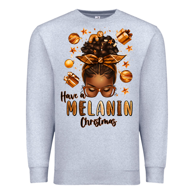 Have A Melanin Christmas Afro Messy Bun Premium Sweatshirt by texasbilliewilder | Teevron