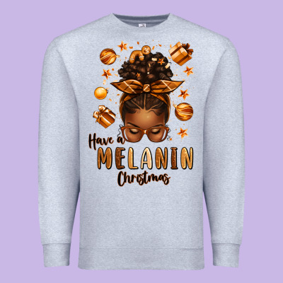 Have A Melanin Christmas Afro Messy Bun Premium Sweatshirt Designed By Texasbilliewilder
