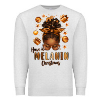Oatmeal Heather have a melanin christmas afro messy bun Premium Sweatshirt - texasbilliewilder