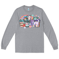 Heather Grey unicorn coffee cups Long Sleeve Tee - NancyCooperArtShop