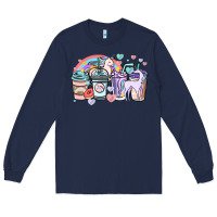 Navy unicorn coffee cups Long Sleeve Tee - NancyCooperArtShop