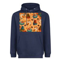 Navy Fall Pumpkins Autumn Coffee Heavyweight Hoodie - texasbilliewilder