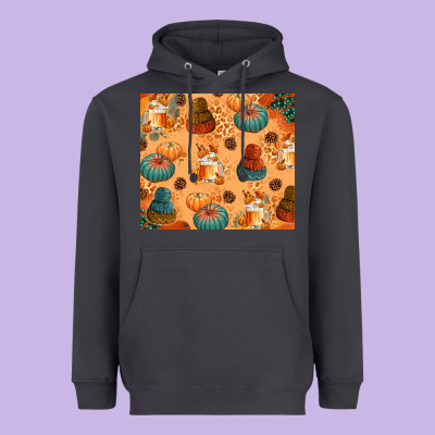 Fall Pumpkins Autumn Coffee Heavyweight Hoodie Designed By Texasbilliewilder