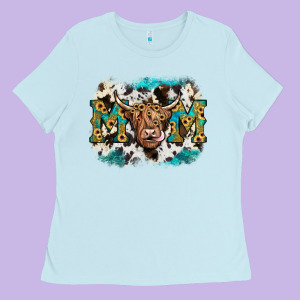 Highland Cow Mom Ladies Tee Designed By Jahusdesignshop