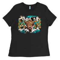 Black highland cow mom Ladies Tee - JahusDesignShop