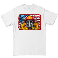 White firefighter air mask and sunflower Premium Tee - HRA Design Shop