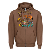 Chestnut pray on it pray over it pray through it Zipper Hoodie - Artiststas