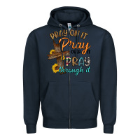 Navy pray on it pray over it pray through it Zipper Hoodie - Artiststas