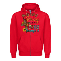 Red pray on it pray over it pray through it Zipper Hoodie - Artiststas