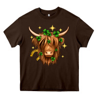 Chocolate Brown St. Patrick's Day Highland Cow Heavy Core Tee - Neo Western