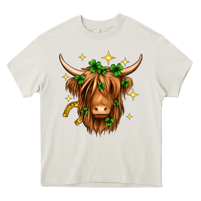 St. Patrick's Day Highland Cow Heavy Core Tee by Neo Western | Teevron
