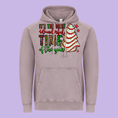 It's The Most Wonderful Time Of The Year Christmas Tree Cake Vintage Hoodie Designed By Jasminsmagicworld