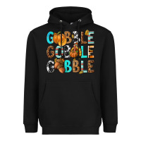 Black Gobble Gobble Gobble with Turkey Heavyweight Hoodie - texasbilliewilder