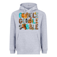 Heather Grey Gobble Gobble Gobble with Turkey Heavyweight Hoodie - texasbilliewilder