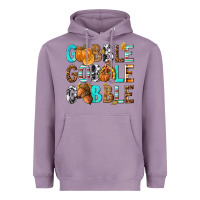 Lavender Gobble Gobble Gobble with Turkey Heavyweight Hoodie - texasbilliewilder