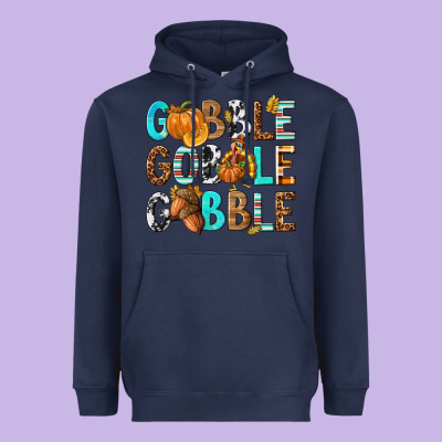 Gobble Gobble Gobble With Turkey Heavyweight Hoodie Designed By Texasbilliewilder