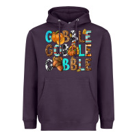 Plum Gobble Gobble Gobble with Turkey Heavyweight Hoodie - texasbilliewilder