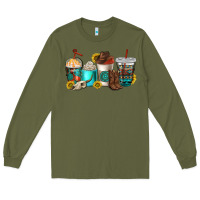 Army Green western coffee cups Long Sleeve Tee - NancyCooperArtShop
