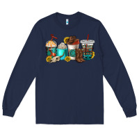 Navy western coffee cups Long Sleeve Tee - NancyCooperArtShop
