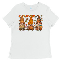 White fall gnome Ladies Tee - HRA Design Shop