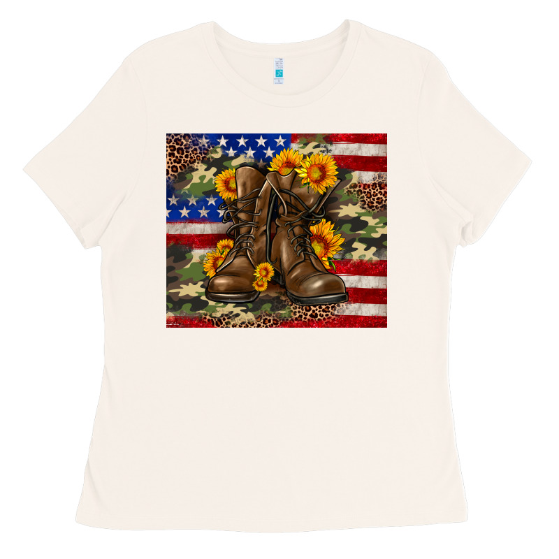Army Usa Lag Leopard Camouflage Sunflower 20oz Ladies Tee by Neo Western | Teevron