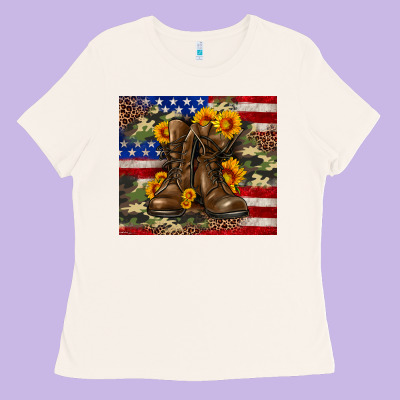 Army Usa Lag Leopard Camouflage Sunflower 20oz Ladies Tee Designed By Neo Western