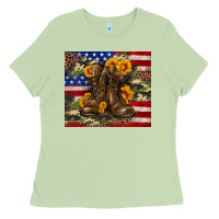 Matcha Army USA lag leopard camouflage sunflower 20oz Ladies Tee - Neo Western