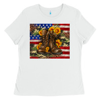 White Army USA lag leopard camouflage sunflower 20oz Ladies Tee - Neo Western