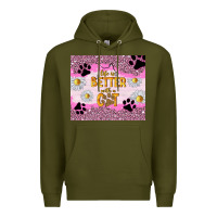 Army Green life is better with a cat Premium Hoodie - TumblerDesignByShophia