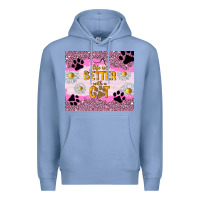 Colony Blue life is better with a cat Premium Hoodie - TumblerDesignByShophia