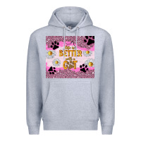 Heather Grey life is better with a cat Premium Hoodie - TumblerDesignByShophia