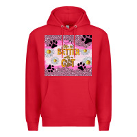 Red life is better with a cat Premium Hoodie - TumblerDesignByShophia