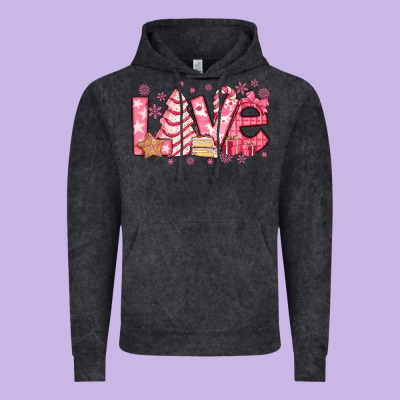 Love Pink Christmas Tree Cake Vintage Hoodie Designed By Jasminsmagicworld