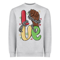 Heather Grey love juneteenth Heavyweight Sweatshirt - MaliasSmallBusiness