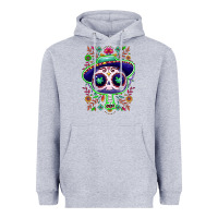 Heather Grey Mexican Day of dead sugar skull Heavyweight Hoodie - NancyCooperArtShop