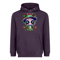 Plum Mexican Day of dead sugar skull Heavyweight Hoodie - NancyCooperArtShop