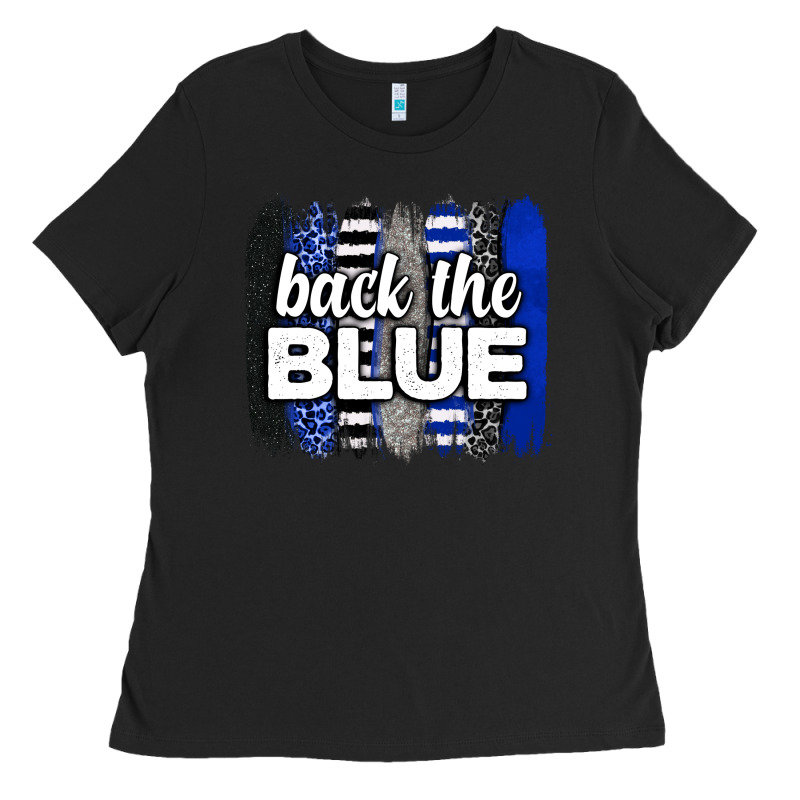 Back The Blue Brushstrokes Ladies Tee by Neo Western | Teevron