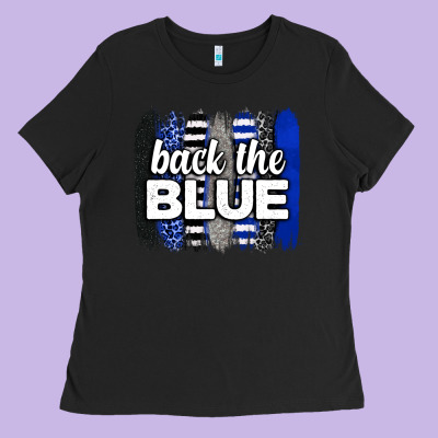 Back The Blue Brushstrokes Ladies Tee Designed By Neo Western
