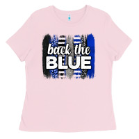 Bubblegum Pink Back the blue brushstrokes Ladies Tee - Neo Western