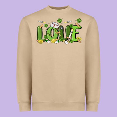 St Patricks Love Nurse Heavyweight Sweatshirt Designed By Maliassmallbusiness