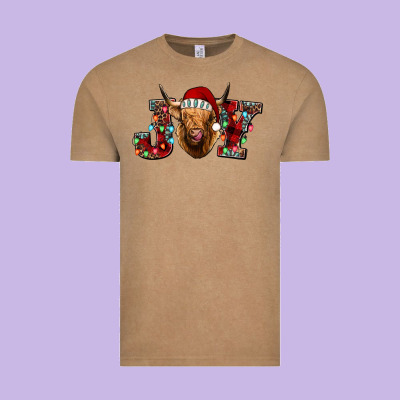 Joy Highland Cow Vintage Tee Designed By Jasminsmagicworld