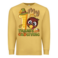 Antique Gold My 1st Thanksgiving with turkey Premium Sweatshirt - NancyCooperArtShop