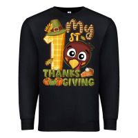 Black My 1st Thanksgiving with turkey Premium Sweatshirt - NancyCooperArtShop