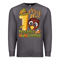 Charcoal Heather My 1st Thanksgiving with turkey Premium Sweatshirt - NancyCooperArtShop