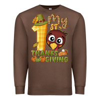 Chestnut My 1st Thanksgiving with turkey Premium Sweatshirt - NancyCooperArtShop