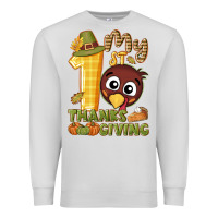 Dove Grey My 1st Thanksgiving with turkey Premium Sweatshirt - NancyCooperArtShop