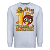 Heather Grey My 1st Thanksgiving with turkey Premium Sweatshirt - NancyCooperArtShop